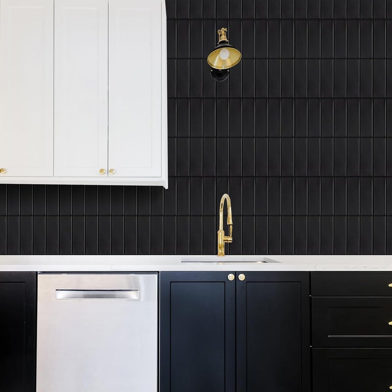 AdoDecor Backsplash Tile for Kitchen Peel and Stick, New Upgrade Premium Matte Black Stick on Tiles for Backsplash Kitchen, Matte Black (10-Sheet). - Image 3